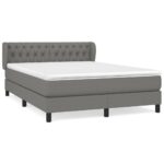 Box Spring Bed with Mattress Dark Grey 153x203cm Queen Size Fabric