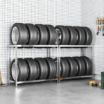 2-Layer Tire Racks 2pcs Silver 110x40x110cm Steel