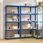 5-Layer Shelves 3pcs Blue Steel Engineered Wood