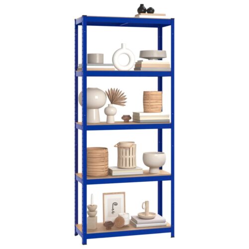 5-Layer Shelves 3pcs Blue Steel Engineered Wood - Image 3