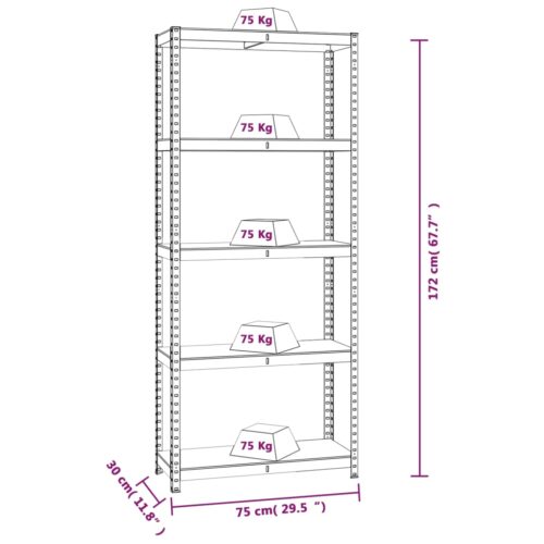 5-Layer Shelves 3pcs Blue Steel Engineered Wood - Image 10