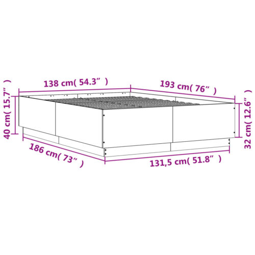 Bed Frame White 135x190cm - Image 9
