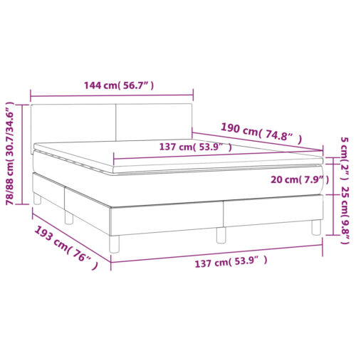 Box Spring Bed with Mattress Dark Grey 137x187cm Double Size Fabric - Image 11