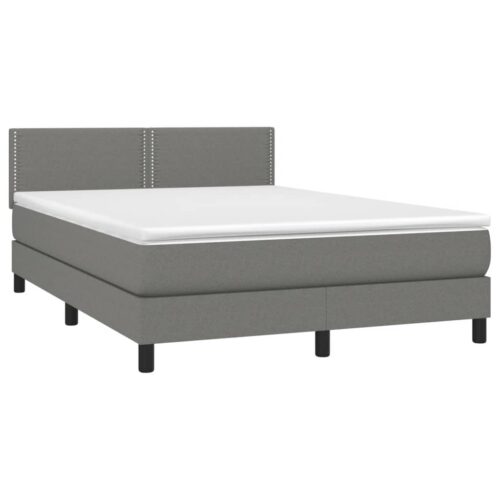 Box Spring Bed with Mattress Dark Grey 153x203cm Queen Size Fabric - Image 2