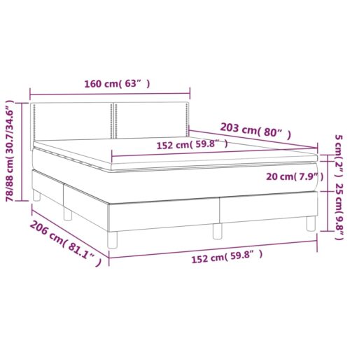 Box Spring Bed with Mattress Dark Grey 153x203cm Queen Size Fabric - Image 11