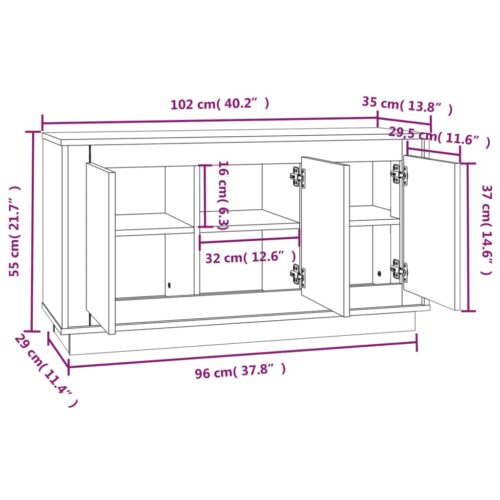 Sideboard White 102x35x55cm Engineered Wood - Image 9