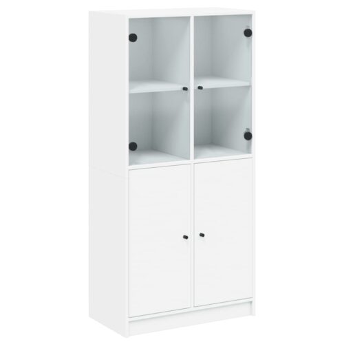 Highboard with Doors White 68x37x142cm Engineered Wood - Image 2