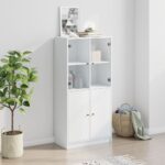Highboard with Doors White 68x37x142cm Engineered Wood