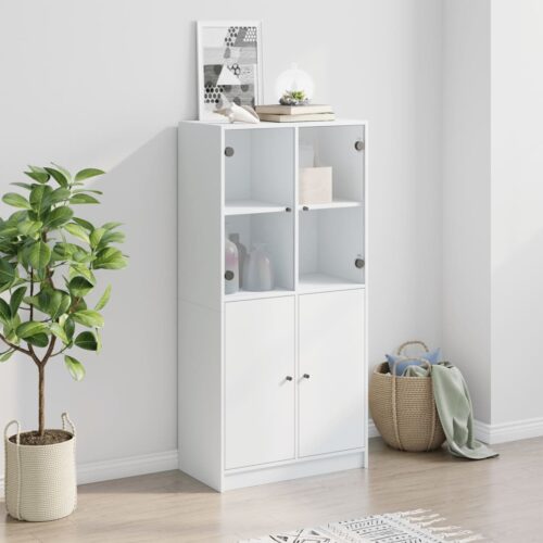 Highboard with Doors White 68x37x142cm Engineered Wood