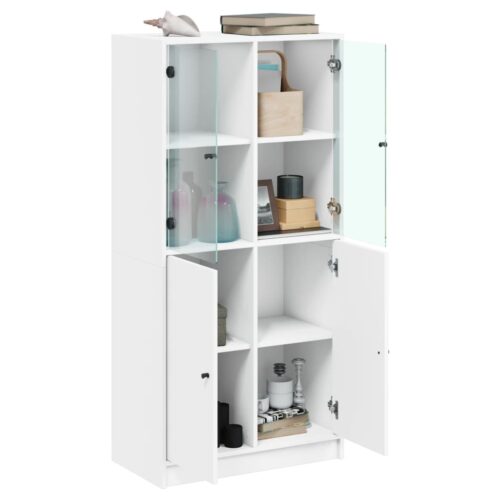 Highboard with Doors White 68x37x142cm Engineered Wood - Image 4