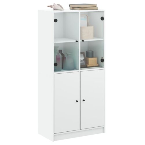 Highboard with Doors White 68x37x142cm Engineered Wood - Image 5