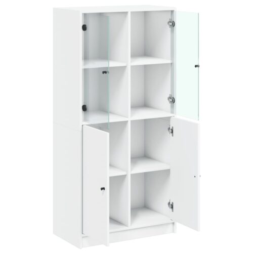Highboard with Doors White 68x37x142cm Engineered Wood - Image 6