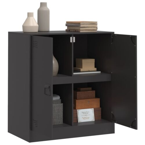 Sideboard Black 67x39x73cm Steel - Image 4