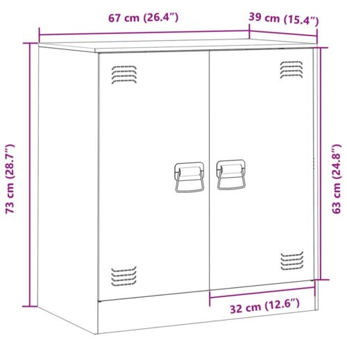 Sideboard Black 67x39x73cm Steel - Image 12