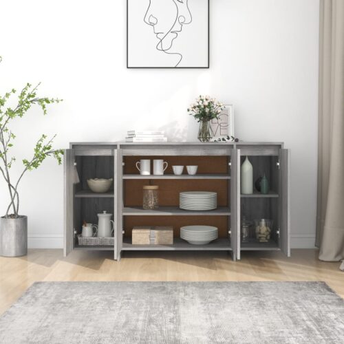 Sideboard Grey Sonoma 135x41x75cm Engineered Wood - Image 3