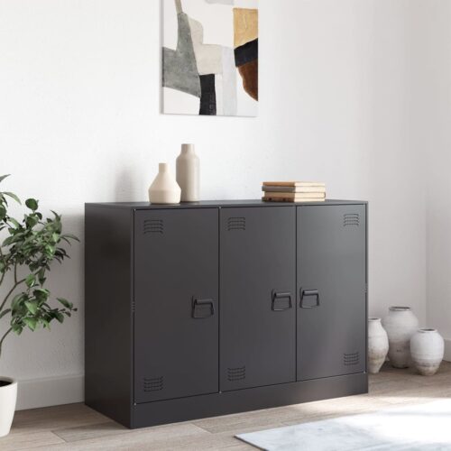Sideboard Black 99x39x73cm Steel - Image 3