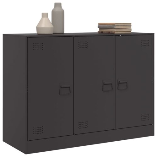 Sideboard Black 99x39x73cm Steel - Image 4