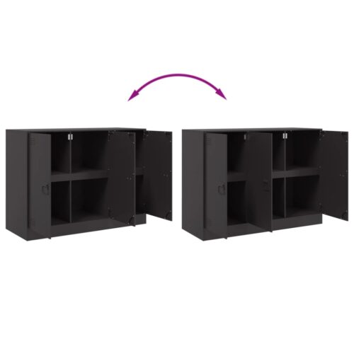 Sideboard Black 99x39x73cm Steel - Image 10