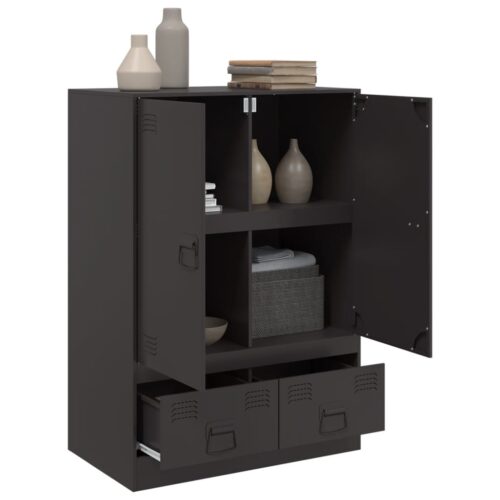 Highboard Black 67x39x95cm Steel - Image 5