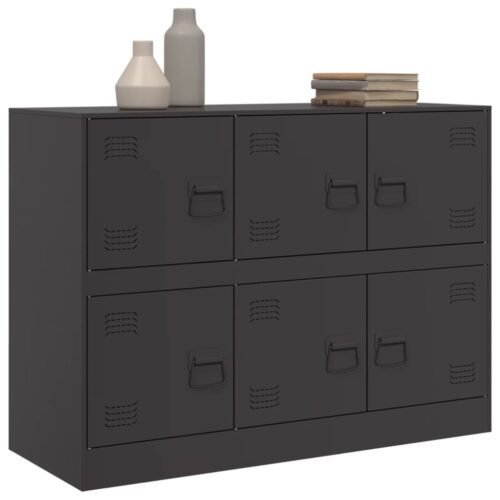 Sideboard Black 99x39x73cm Steel - Image 4