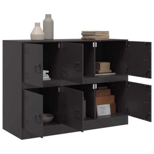 Sideboard Black 99x39x73cm Steel - Image 5