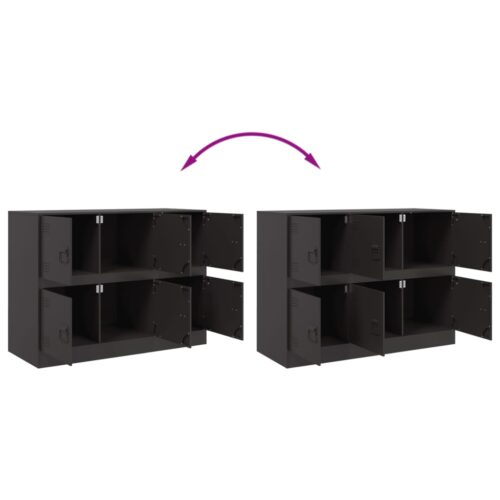 Sideboard Black 99x39x73cm Steel - Image 10