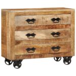 Sideboard with 3 Drawers 80x30x65cm Solid Rough Wood Mango