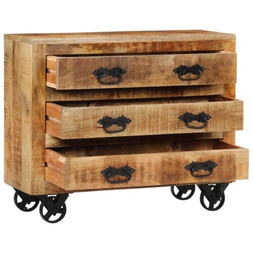 Sideboard with 3 Drawers 80x30x65cm Solid Rough Wood Mango - Image 2