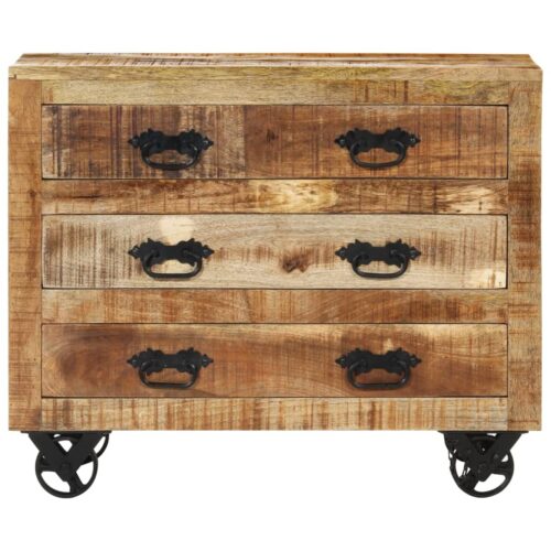 Sideboard with 3 Drawers 80x30x65cm Solid Rough Wood Mango - Image 3