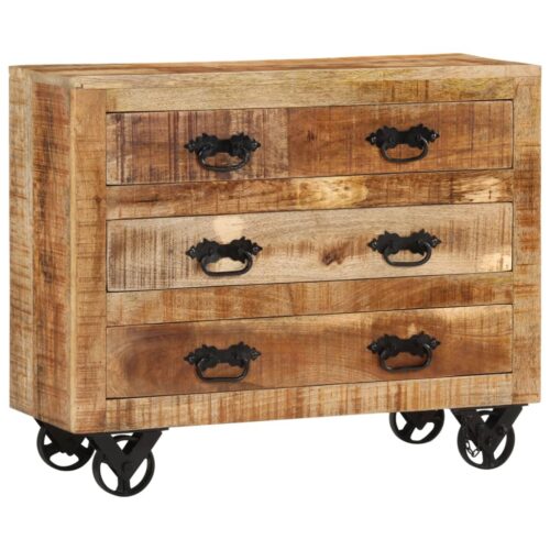 Sideboard with 3 Drawers 80x30x65cm Solid Rough Wood Mango - Image 8