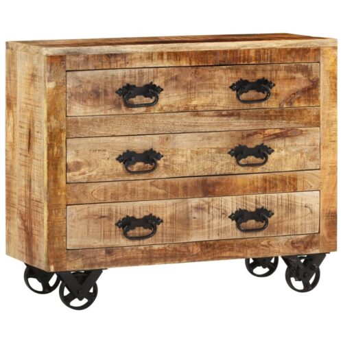 Sideboard with 3 Drawers 80x30x65cm Solid Rough Wood Mango - Image 9
