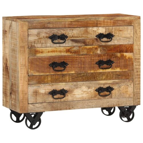 Sideboard with 3 Drawers 80x30x65cm Solid Rough Wood Mango - Image 10