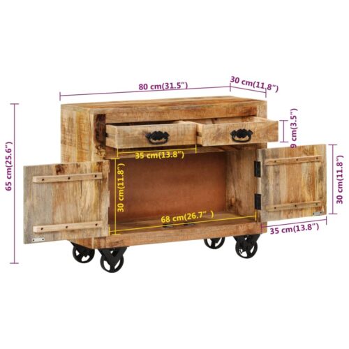 Sideboard 80x30x65cm Solid Rough Wood Mango - Image 8