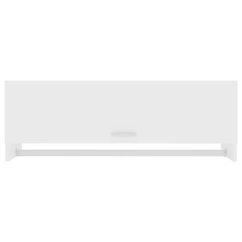 Wall Mount Wooden Wardrobe Clothes Closet Storage Cabinet Head Rack Shelf White 100x32.5x35cm - Image 3
