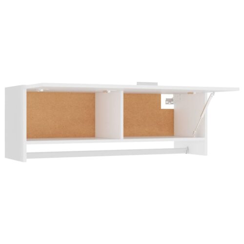 Wall Mount Wooden Wardrobe Clothes Closet Storage Cabinet Head Rack Shelf White 100x32.5x35cm - Image 5