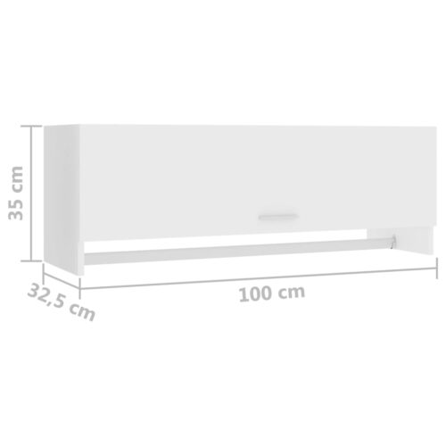 Wall Mount Wooden Wardrobe Clothes Closet Storage Cabinet Head Rack Shelf White 100x32.5x35cm - Image 8