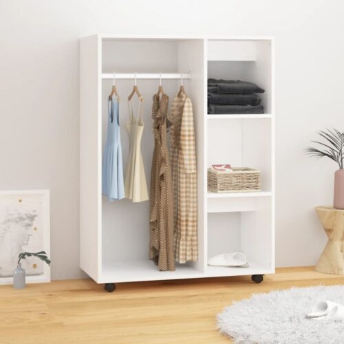 Open Wooden Wardrobe Clothes Closet Storage Cabinet Rack Shelf Cupboard White 80x40x110cm