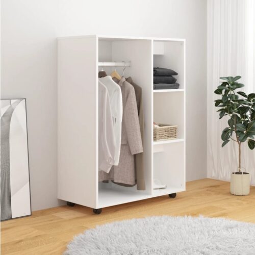 Open Wooden Wardrobe Clothes Closet Storage Cabinet Rack Shelf Cupboard White 80x40x110cm - Image 3