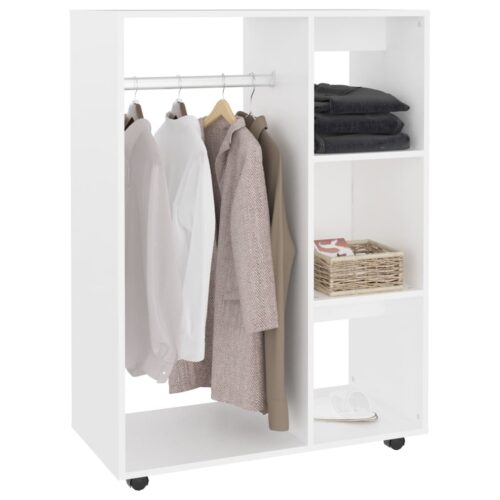 Open Wooden Wardrobe Clothes Closet Storage Cabinet Rack Shelf Cupboard White 80x40x110cm - Image 4