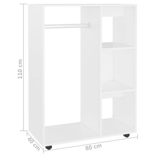 Open Wooden Wardrobe Clothes Closet Storage Cabinet Rack Shelf Cupboard White 80x40x110cm - Image 7