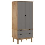 Wardrobe OTTA Brown Grey 76.5x53x172cm Solid Wood Pine