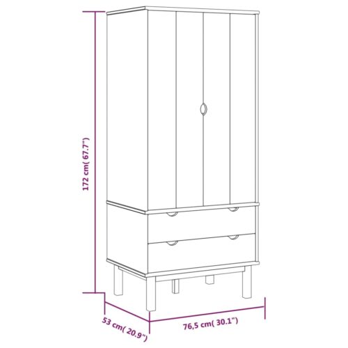 Wardrobe OTTA Brown Grey 76.5x53x172cm Solid Wood Pine - Image 6