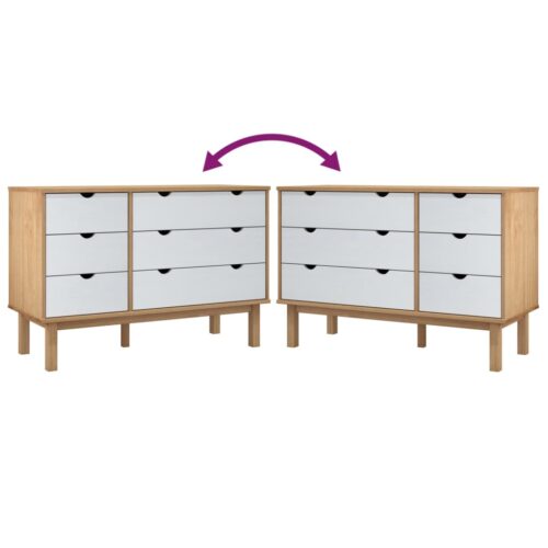 Drawer Cabinet OTTA Brown White 111x43x73.5cm Solid Wood Pine - Image 7