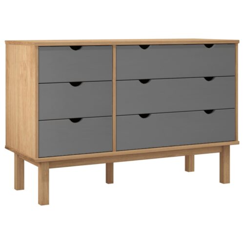 Drawer Cabinet OTTA Brown Grey 111x43x73.5cm Solid Wood Pine