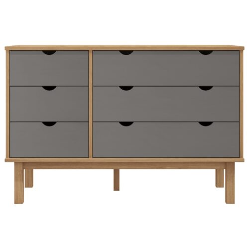 Drawer Cabinet OTTA Brown Grey 111x43x73.5cm Solid Wood Pine - Image 3