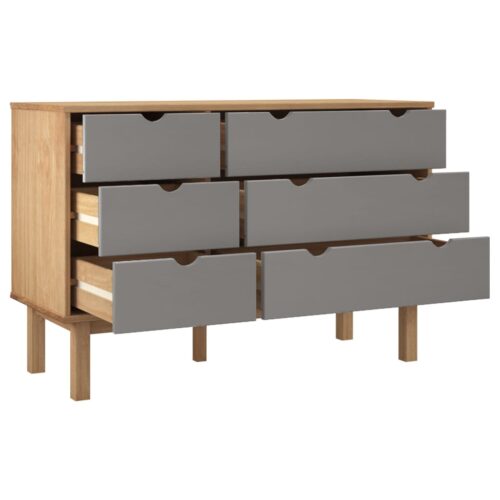 Drawer Cabinet OTTA Brown Grey 111x43x73.5cm Solid Wood Pine - Image 4