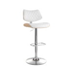 Artiss Bar Stools Kitchen Dining Chairs Gas Lift Stool Wooden PU Leather White