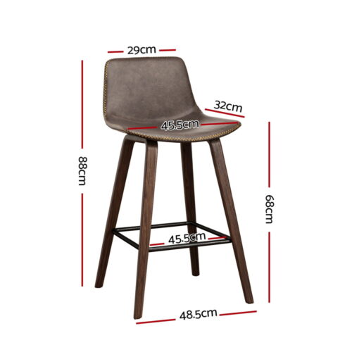 Artiss 4x Bar Stools Vintage Leather Wooden - Image 2