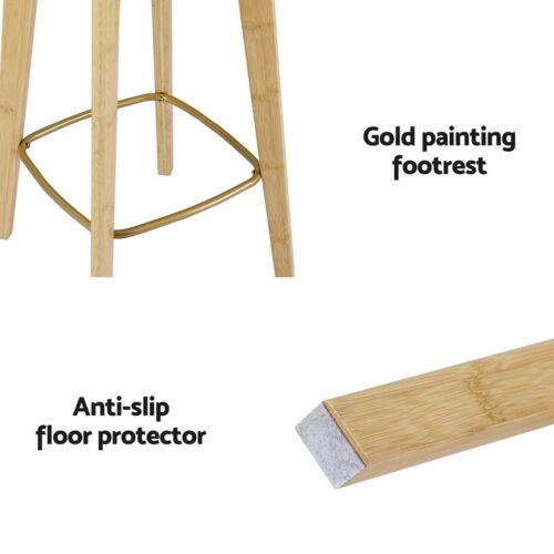 Artiss 2x Bar Stools Bamboo Rattan Stool Counter Chair Kitchen Barstools - Image 5