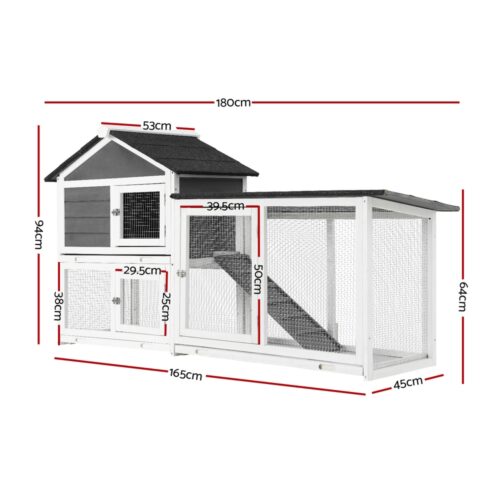 i.Pet Chicken Coop Rabbit Hutch Extra Large Wooden Run Cage House With Run Cage - Image 2